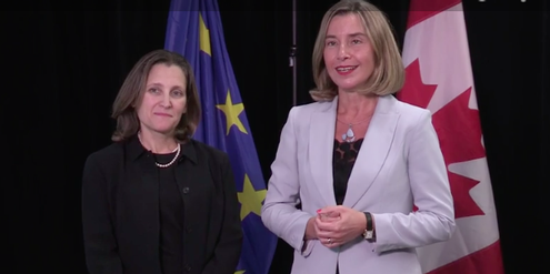 Chrystia Freeland (links) und Federica Mogherini laden zum Treffen der Aussenministerinnen ein. Chrystia Freeland (links) und Federica Mogherini laden zum Treffen der Aussenministerinnen ein.