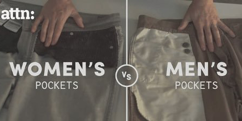 Die Hosentasche für Frauen ist halb so gross wie die Hosentasche für Männer. Die Hosentasche für Frauen ist halb so gross wie die Hosentasche für Männer.