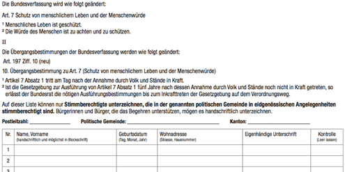Die Abtreibungsgegner erhielten zu wenig Unterschriften für ihre radikale Initiative. Die Abtreibungsgegner erhielten zu wenig Unterschriften für ihre radikale Initiative.