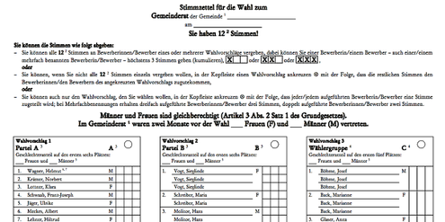 So sollte der Wahlzettel für die Kommunalwahl in Rheinland-Pfalz aussehen. So sollte der Wahlzettel für die Kommunalwahl in Rheinland-Pfalz aussehen.