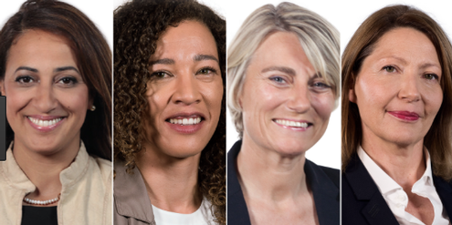 Neu im französischen Parlament: Amal Lakrafi, Aude Amadou, Stéphanie Rist, Natalia Pouzyreff. Neu im französischen Parlament: Amal Lakrafi, Aude Amadou, Stéphanie Rist, Natalia Pouzyreff.