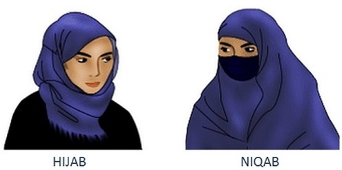 Den Nikab (rechts) darf ein Arbeitgeber verbieten, das islamische Kopftuch Hijab (links) nicht. Den Nikab (rechts) darf ein Arbeitgeber verbieten, das islamische Kopftuch Hijab (links) nicht.