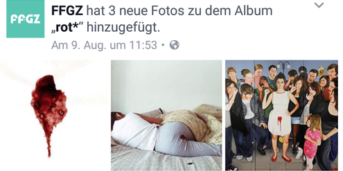 Darstellungen der Menstruation auf der Facebook-Seite des Frauengesundheitszentrums. Darstellungen der Menstruation auf der Facebook-Seite des Frauengesundheitszentrums.