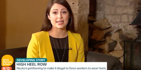 Nicola Thorp will den Stöckelschuh-Zwang abschaffen. Nicola Thorp will den Stöckelschuh-Zwang abschaffen.