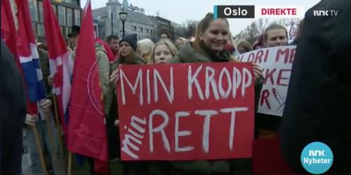 Im letzten Herbst: Demonstration in Oslo gegen eine Verschärfung des Abtreibungsrechtes. Im letzten Herbst: Demonstration in Oslo gegen eine Verschärfung des Abtreibungsrechtes.