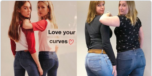 Zara-Werbung (links) und nachgestelltes Foto der TV-Journalistin Kita van Slooten (rechts). Zara-Werbung (links) und nachgestelltes Foto der TV-Journalistin Kita van Slooten (rechts).